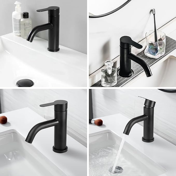 Robinet mitigeur de lavabo haut, robinet carré surélevé pour vasque à poser, robinet d'évier design moderne, robinet de lavabo en laiton pour salle de bain