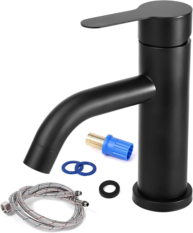 Robinet mitigeur de lavabo haut, robinet carré surélevé pour vasque à poser, robinet d'évier design moderne, robinet de lavabo en laiton pour salle de bain