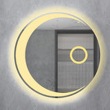 Miroir intelligent rond, miroir de salle de bain, miroir lumineux LED, miroir mural lumineux avec fonction antibuée, interrupteur tactile, affichage de l'heure, intensité réglable