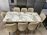 TABLE A MANGER 8 PLACES 180X80 BOIS BLANC BEIGE C1
