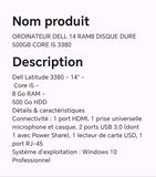 ORDINATEUR DELL 14 RAM8 DISQUE DURE 500 GB CORE I5 3380