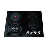 PLAQUE HAIER ENCASTRABLE 4FEUX MIXTE 3F A GAZ 1F ELECTRIQUE VERRE NOIR HOBF60FBV