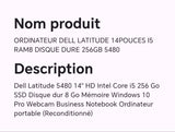 ORDINATEUR DELL LATITUDE 14 POUCES I5 RAM8 DISQUE DURE 256GB 5480