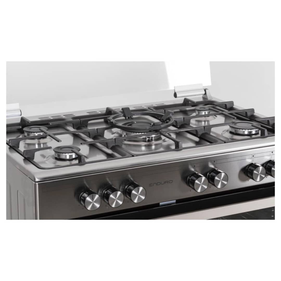 Cuisinière enduro 5feux à gaz 90X60 + grill double bouton noir AFS9050GGBSIT