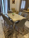 TABLE A MANGER 6 PLACES GRIS BLANC  130X80