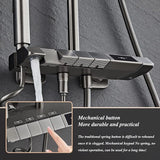 Pommeau de douche Noir effet pluie avec douchette à main, pommeau de douche haute pression de 30 cm avec bouton de commande à 4 fonctions, douchette à main à 3 jets avec support et flexible, pommeau de douche cascade anti-fuite