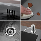 Évier de cuisine à une cuve en acier inoxydable avec égouttoir, à encastrer, dimensions : 60 x 45 (Noir)