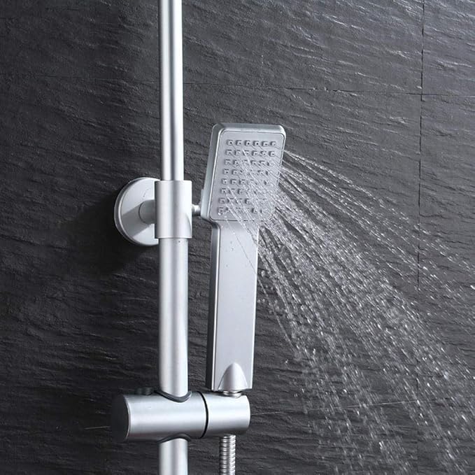 Colonne de douche à effet pluie, douchette multifonction, barre coulissante réglable robinets muraux