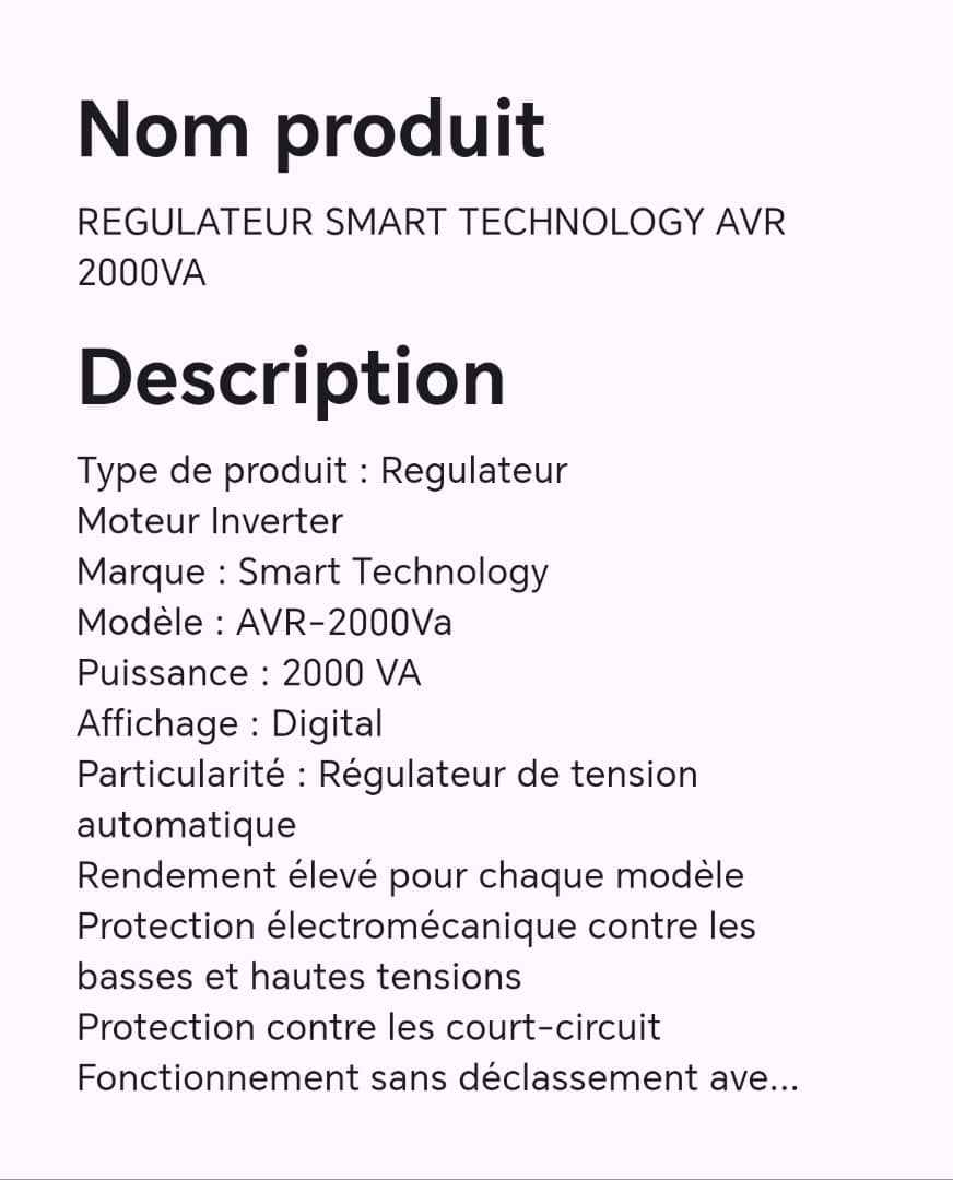 REGULATEUR SMART TECHNOLOGY AVR 2KVA