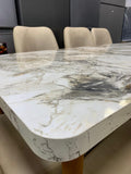 TABLE A MANGER 8 PLACES 180X80 BOIS BLANC BEIGE C1