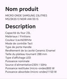 MICRO ONDE SAMSUNG 23LITRES MS23K3512 NOIR AW/3515