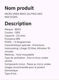 MICRO ONDE BEKO 23LITRES GRIS MGF2333S