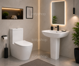 Pack Sanitaire complet - 7 Pièces: Tout ce qu'il vous faut en un seul Pack - Chaise et lavabo en blanc