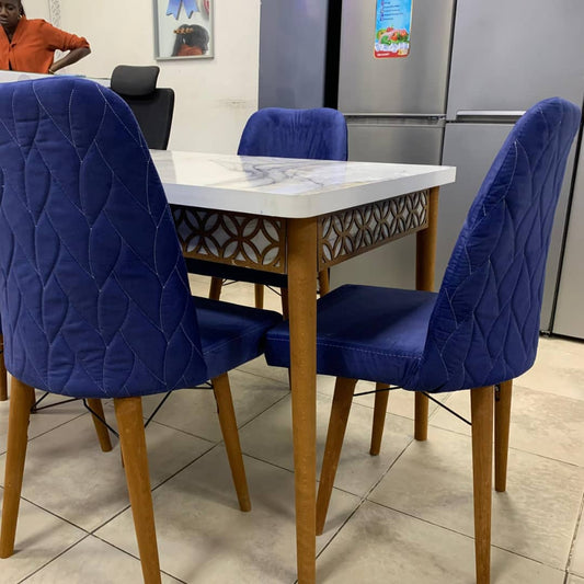 TABLE A MANGER 6PLACES EXTENSIBLE  80X130/80X170 BOIS BLANC BLEU B30