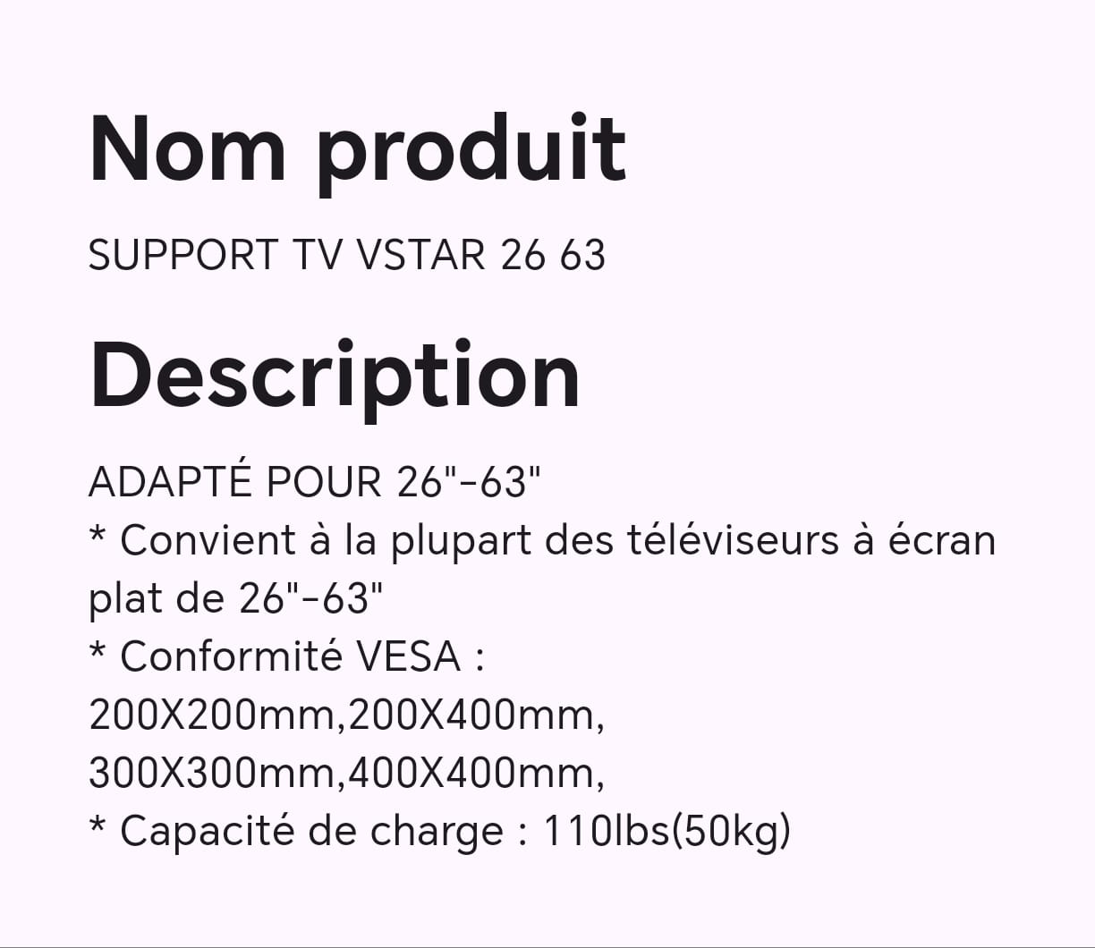 SUPPORT TV VSTAR 26 63