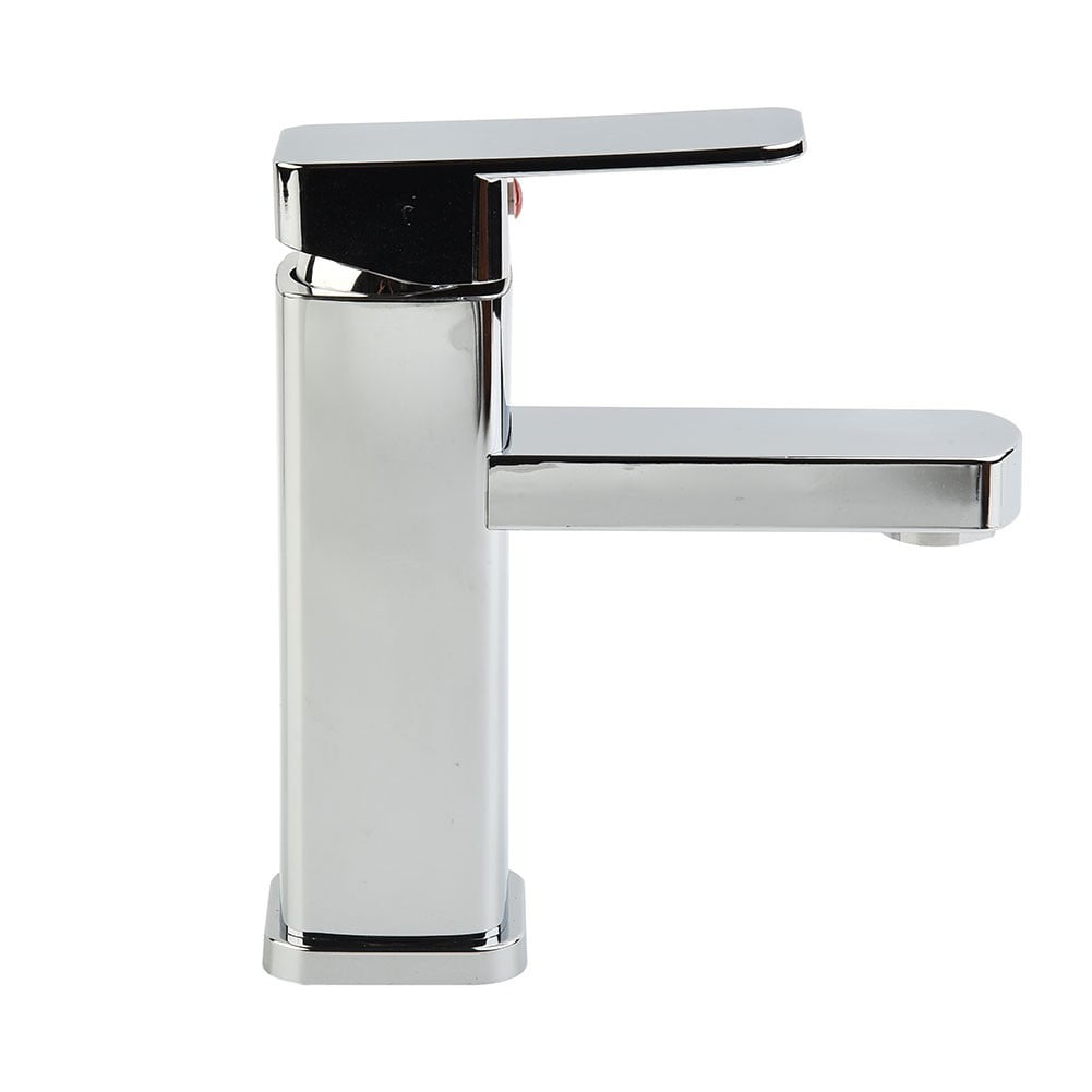 Robinet mitigeur de lavabo moderne chromé Wodtesl en acier inoxydable avec eau chaude et froide