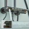 Pommeau de douche Gris effet pluie avec douchette à main, pommeau de douche haute pression de 30 cm avec bouton de commande à 4 fonctions, douchette à main à 3 jets avec support et flexible, pommeau de douche cascade anti-fuite