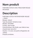 FONTAINE ASTECH AVEC FRIGO NOIR ROUGE FNT39VER