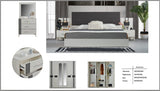 CHAMBRE A COUCHER 6BATTANTS 4PIECES BLANC GRIS LINES