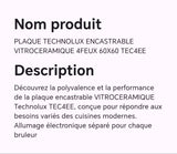 PLAQUE TECHNOLUX ENCASTRABLE VITROCERAMIQUE 4FEUX 60X60 TEC4EE