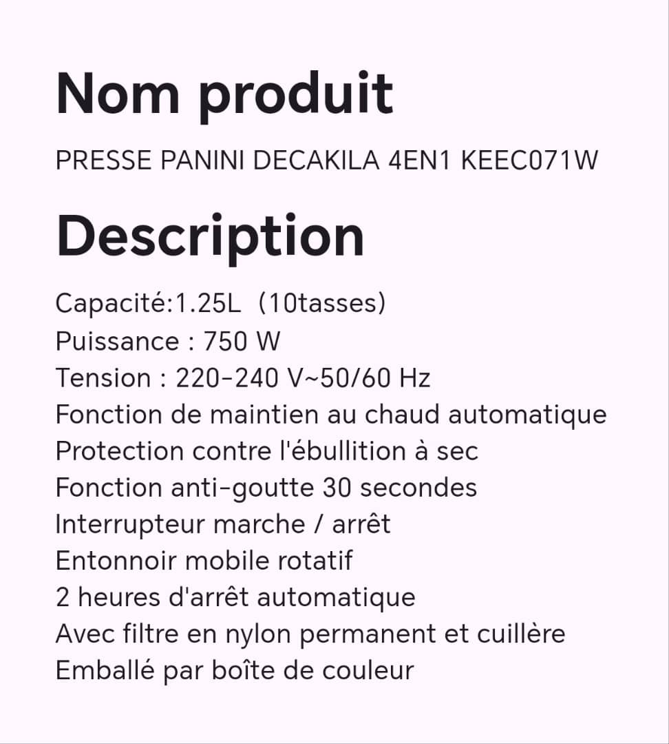 PRESSE PANINI DECAKILA 4EN1 KEEC071W