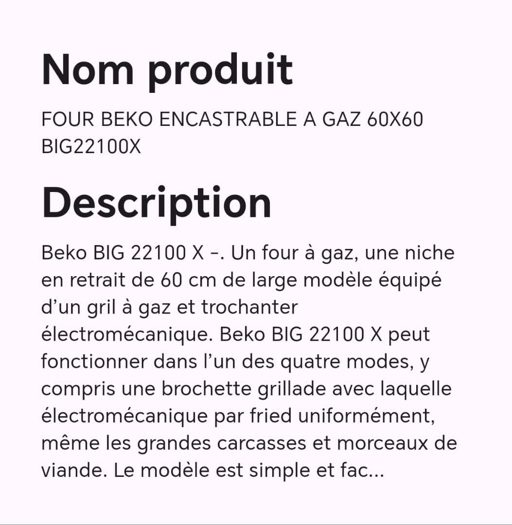 FOUR BEKO ENCASTRABLE A GAZ 60X60 BIG22100X