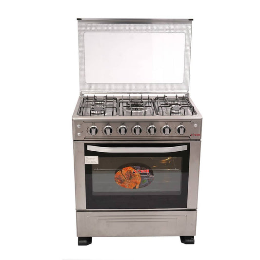CUISINIERE ASTECH 5FEUX 80X60 A GAZ AVEC FOUR A GAZ INOX 80MIS