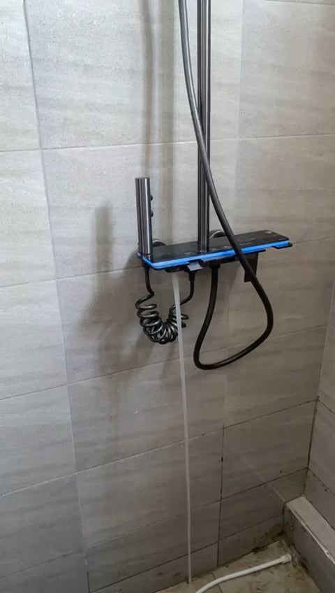 Ensemble Colonne de douche avec affichage numérique et fonction thermostatique, affichage numérique, éclairage LED d'ambiance, 4 modes de jet