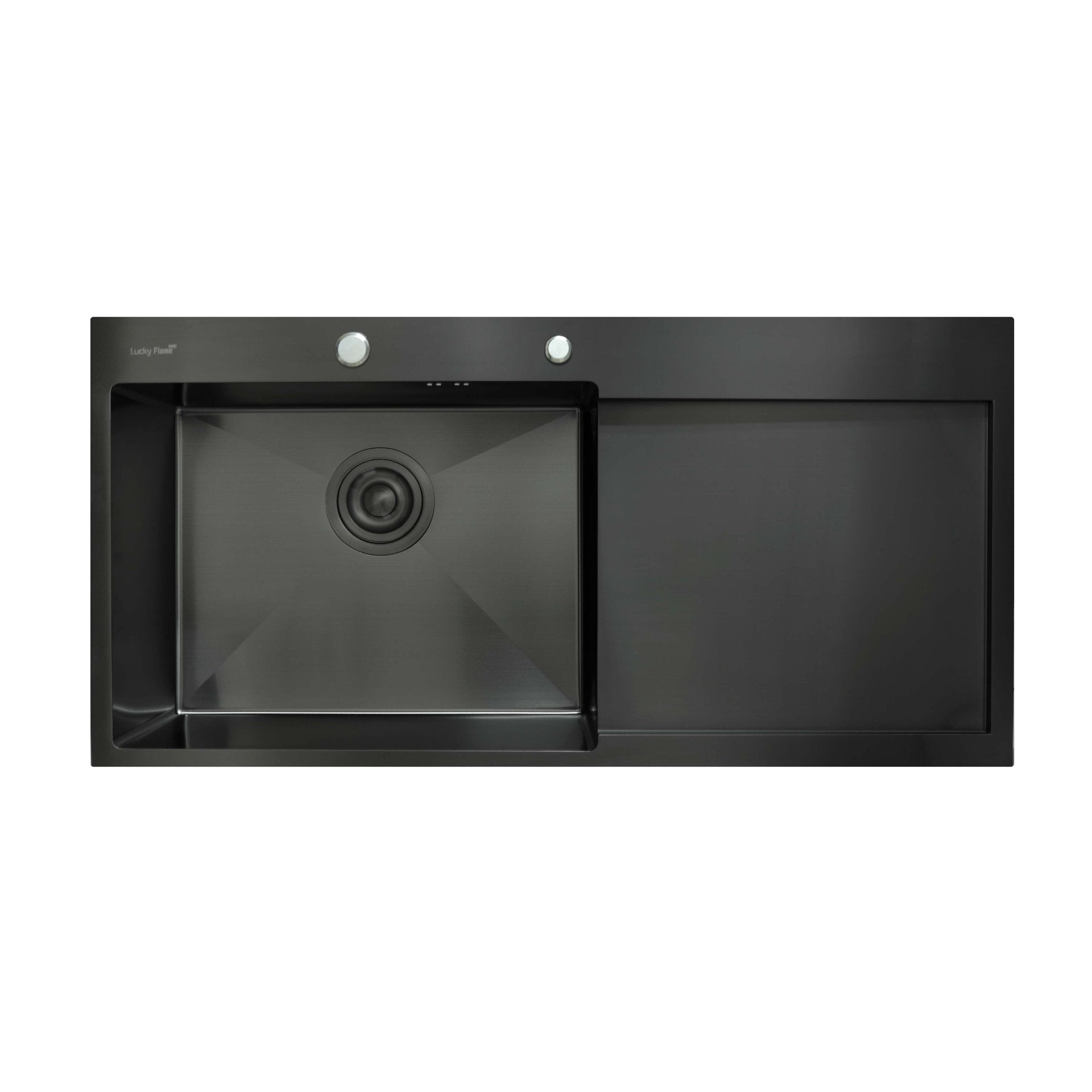 Évier de cuisine double en acier inoxydable avec égouttoir, à encastrer, dimensions : 100x50 (Noir) (Copy)