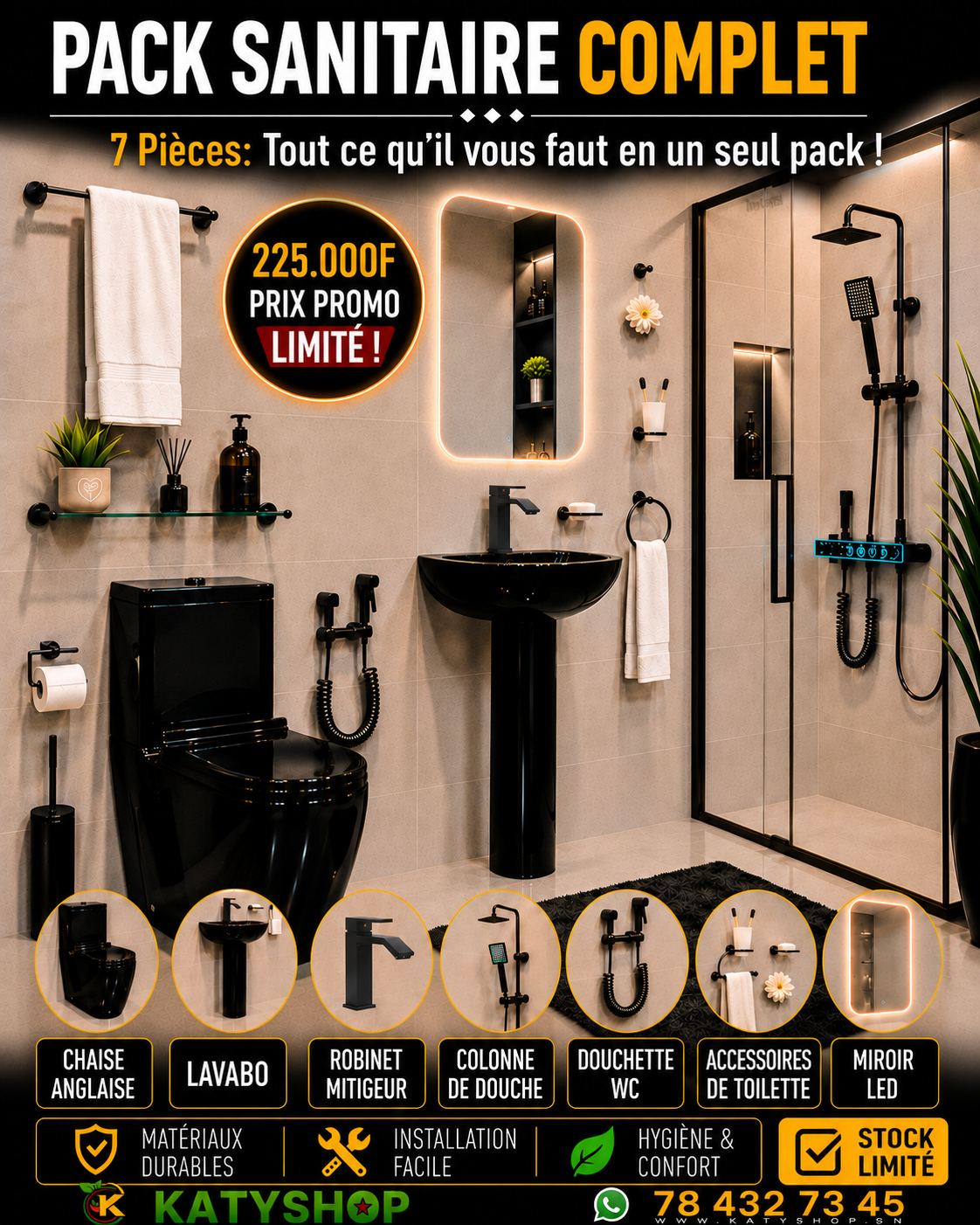 Pack Sanitaire complet - Noir