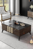 Meuble TV + Table Basse - Marron & Noir - 1m80