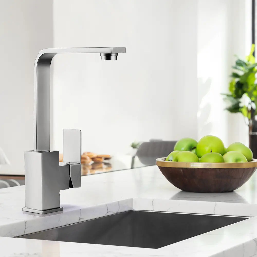 Robinet de cuisine à poser, mitigeur pivotant en acier inoxydable pour évier de cuisine - Robinet Gris