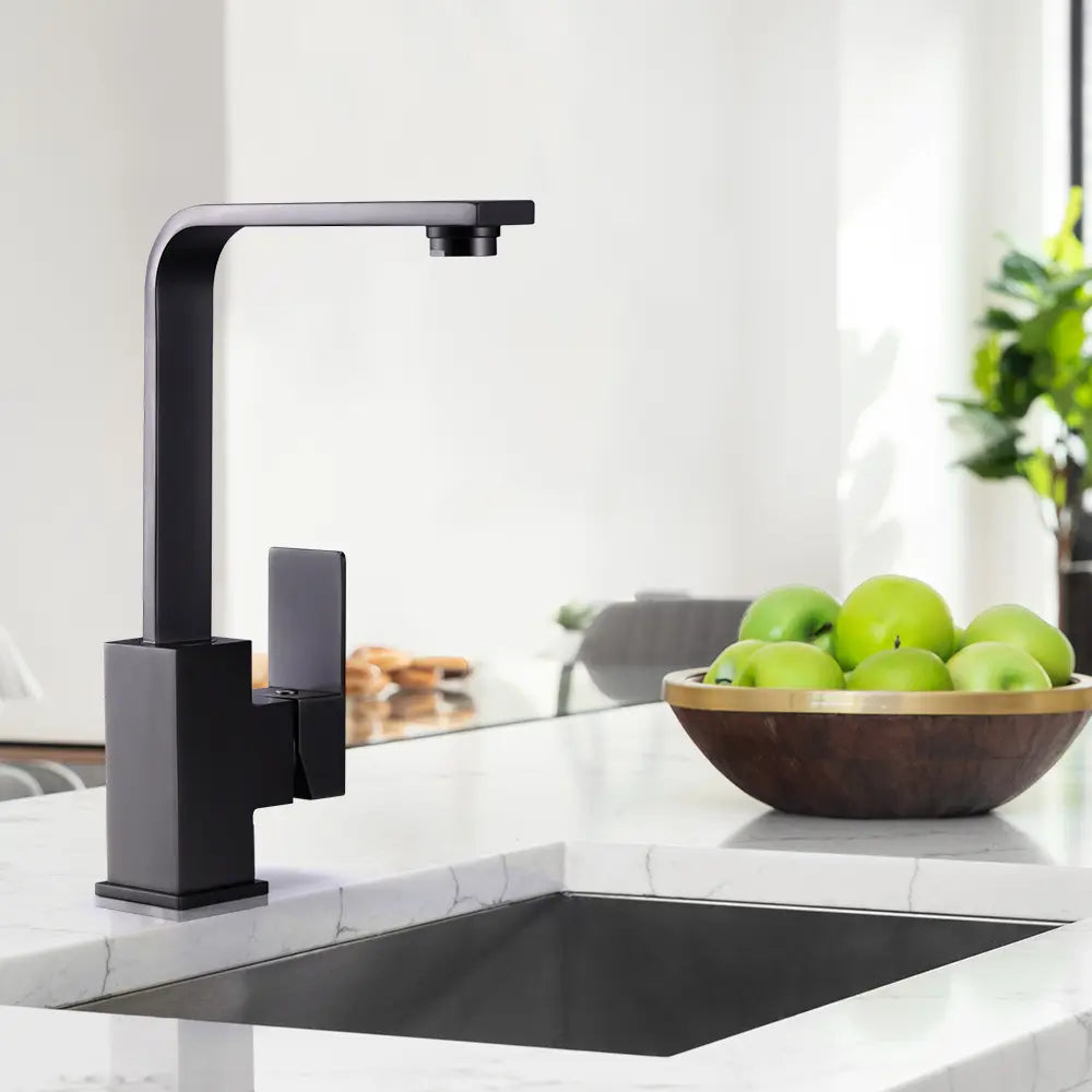 Robinet de cuisine à poser, mitigeur pivotant en acier inoxydable pour évier de cuisine - Robinet Noir