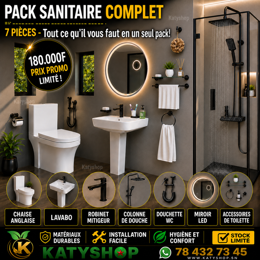 Pack Sanitaire complet - 7 Pièces: Tout ce qu'il vous faut en un seul Pack