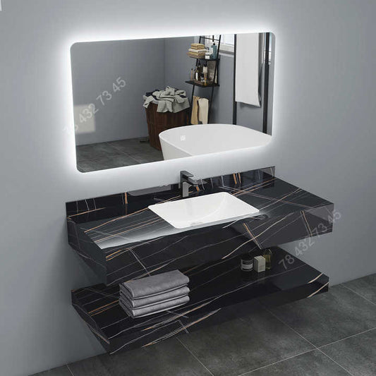Meuble salle de bain moderne 1m50 - Noir