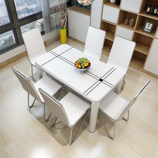 Table à manger moderne en verre trempé Blanc  Ensemble de table et de chaises pour maison et appartement