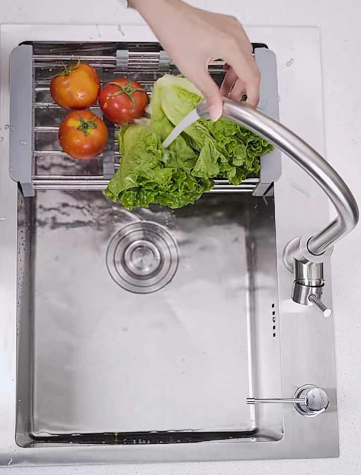 Évier de cuisine à une cuve en acier inoxydable avec égouttoir, à encastrer, dimensions : 60x45