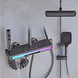 Colonne de douche complet, ensemble de douche 4 fonctions, robinetterie de douche, commandes élégantes à boutons piano, matériau aluminium aéronautique, colonne de douche réglable de 70 à 133 cm.