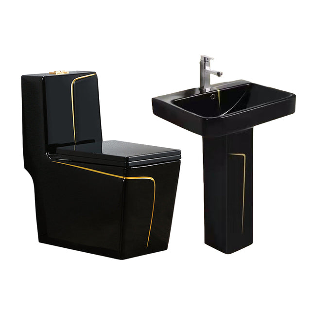 Ensemble Lavabo + Chaise Anglaise  - Noir Doré