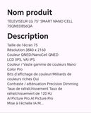 TELEVISEUR LG 75" SMART NANO CELL 75QNED856QA