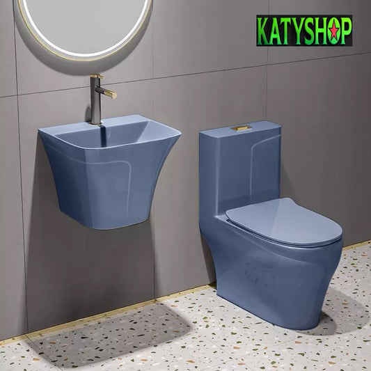 Ensemble Lavabo + Chaise Anglaise  - Bleu