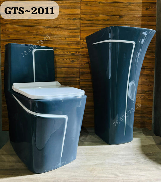 Ensemble Lavabo + Chaise Anglaise - Gris Blanc
