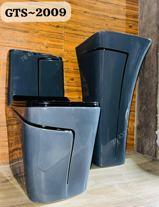 Ensemble Lavabo + Chaise Anglaise - Gris Noir