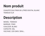 Chauffe Eau Finix  80 Litres Digital Blanc