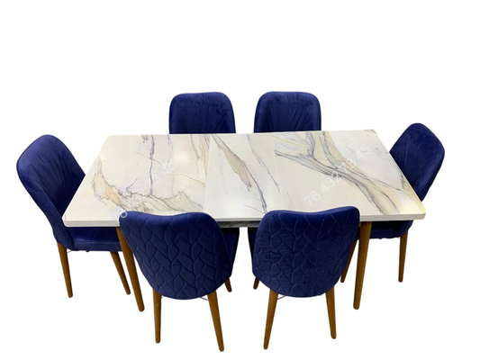 Table A Manger Extensible 6 Places Blanc Bleu