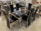 Table A Manger 6 Places Noir Marbre