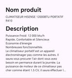 CLIMATISEUR HISENSE 12000BTU PORTATIF R410