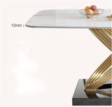 Table A Manger - Marbre Blanc Avec Structure en Nœud Doré