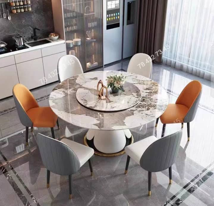 Table A Manger Extensible - Marbre Marron Blanc