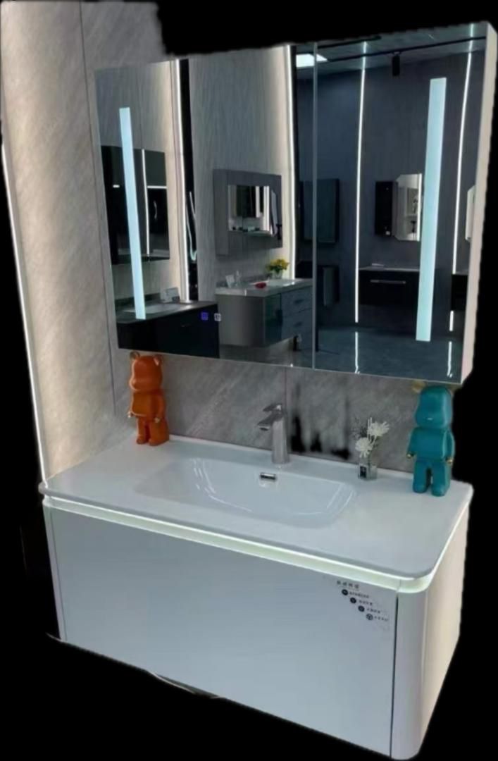 Meuble de salle de bain de luxe moderne avec miroir rétroéclairé LED - 90x45 cm